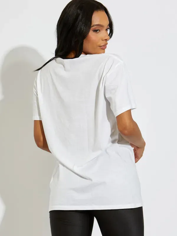 White Chain Heart Amour Paris Graphic T-Shirt