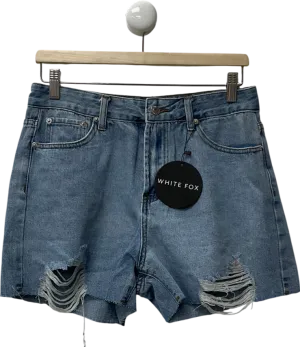 White Fox Blue On Vacay Denim Shorts UK L