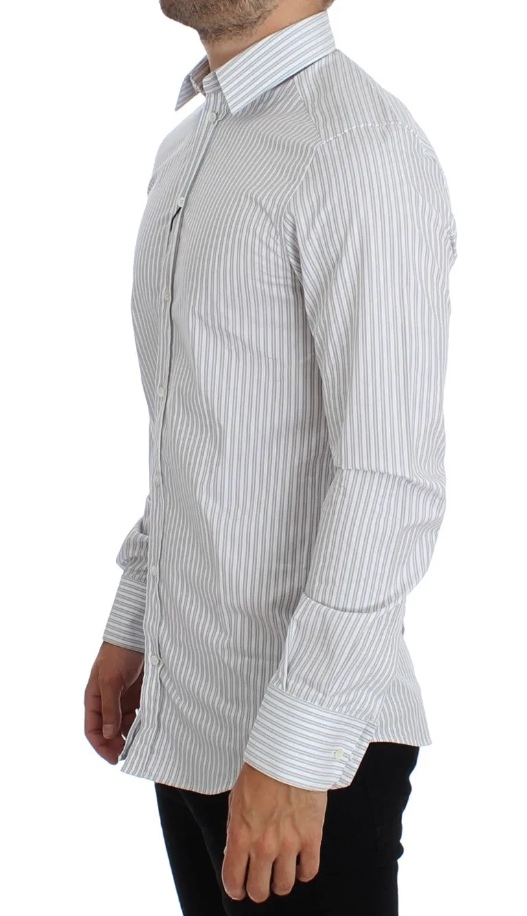 White GOLD Slim Fit Striped Dress Shirt