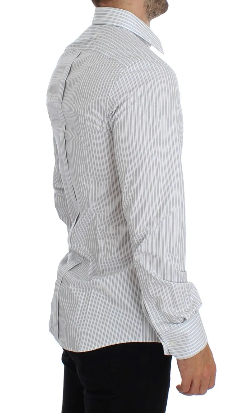 White GOLD Slim Fit Striped Dress Shirt