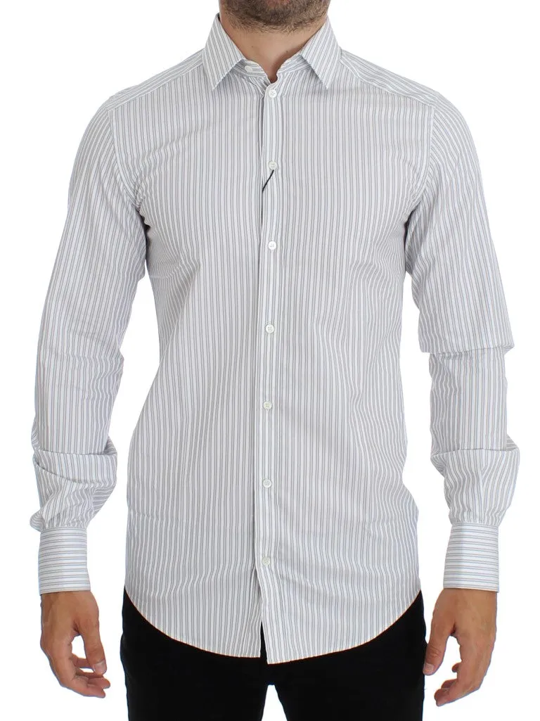 White GOLD Slim Fit Striped Dress Shirt