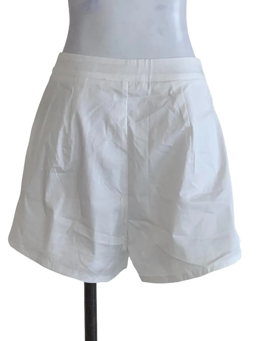 White Plain High-Waisted Shorts