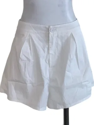 White Plain High-Waisted Shorts