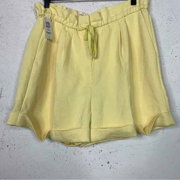 Wilfred Aritzia Lucienne Lemon Merengue Paper Bag Shorts Size Large