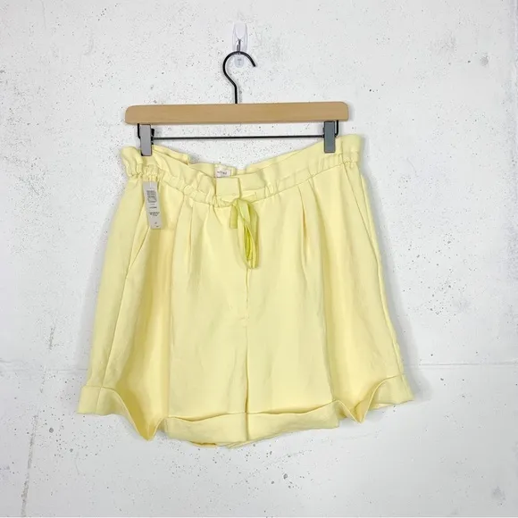 Wilfred Aritzia Lucienne Lemon Merengue Paper Bag Shorts Size Large