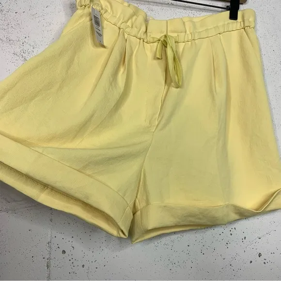 Wilfred Aritzia Lucienne Lemon Merengue Paper Bag Shorts Size Large