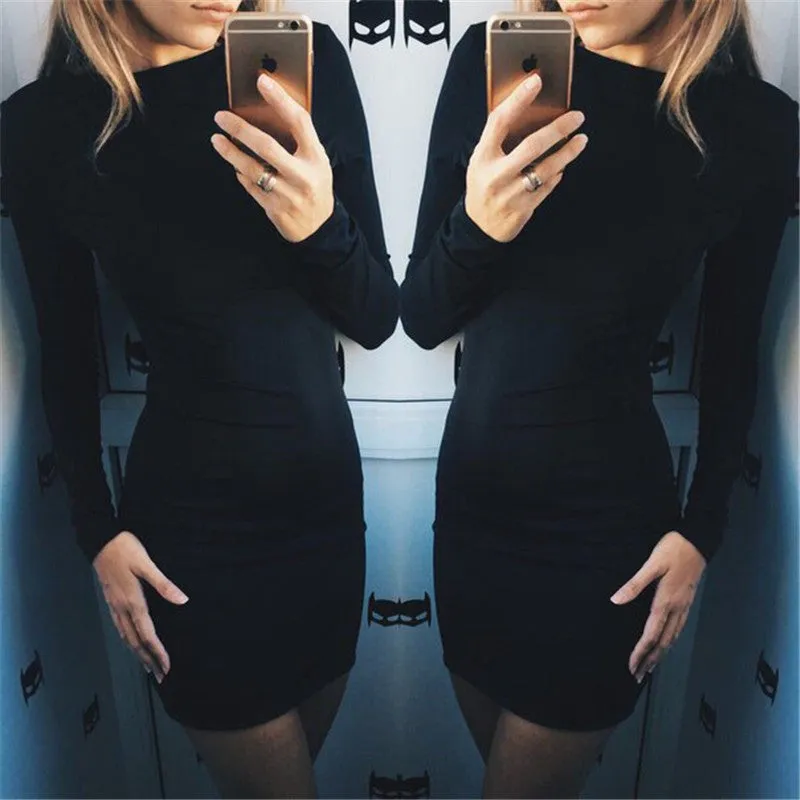 Women Autumn Dress Long Sleeve Dress Bandage Fall Mini Dress Black Ukraine T-shirt Dresses Party Club Vestidos Robe