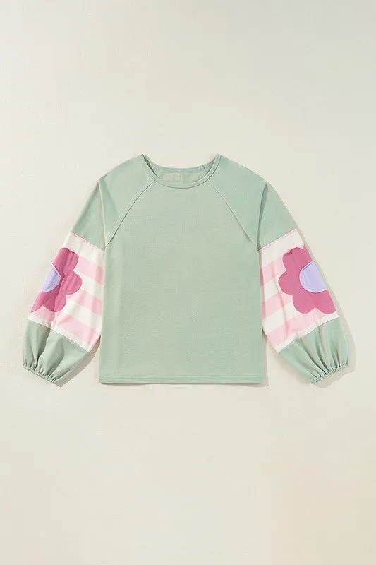 Women Flower Patchwork Oversized Sweatshirts