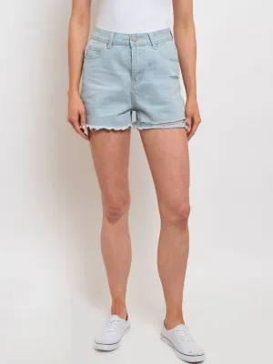 WOMEN'S LIGTH DENIM DISTRESSED SHORTS