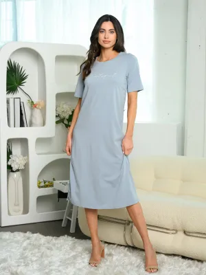WOMEN'S SHORT SLEEVE GRAPHIC MIDI DRESS
