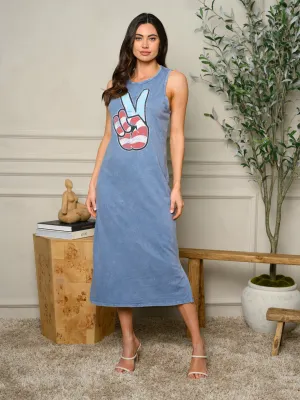 WOMEN'S SLEEVELESS KNIT GRAPHIC MIDI DRESS