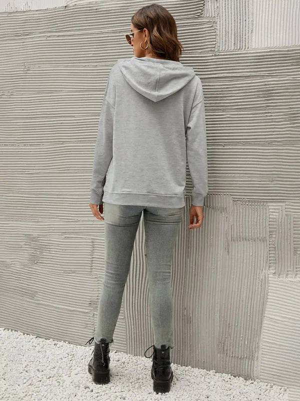 Women’s Solid Color Button Up Cozy Drawstring Hood