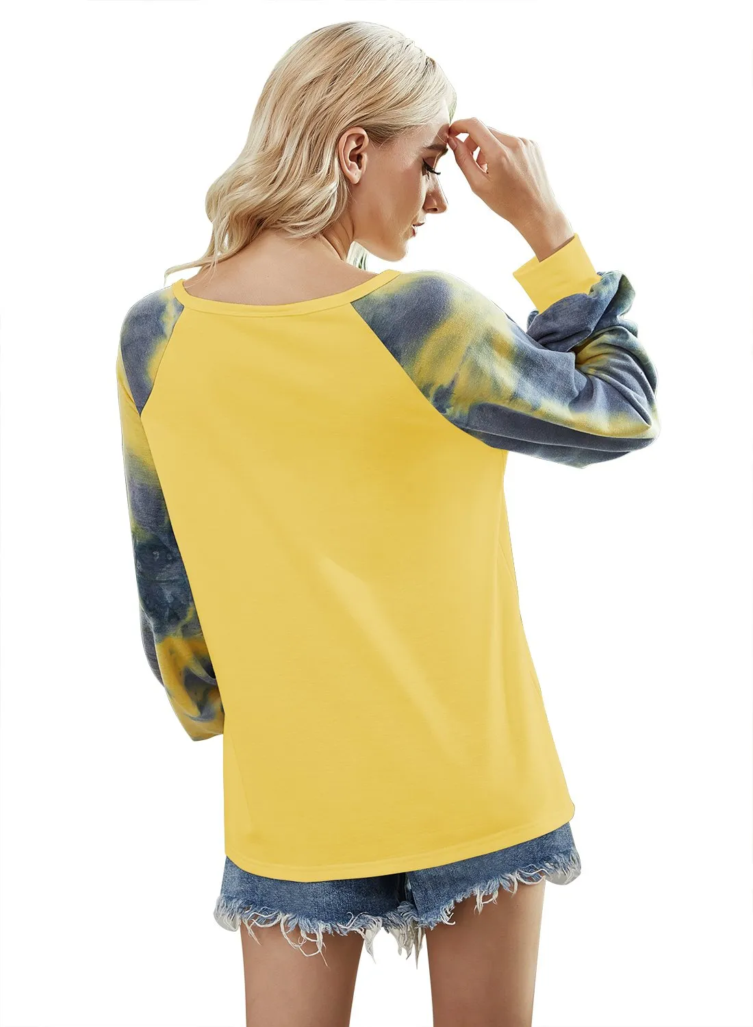Women’s Tie Dye Color Block Long Sleeve Sweatshirts