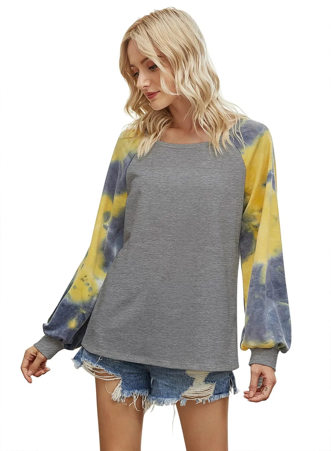 Women’s Tie Dye Color Block Long Sleeve Sweatshirts