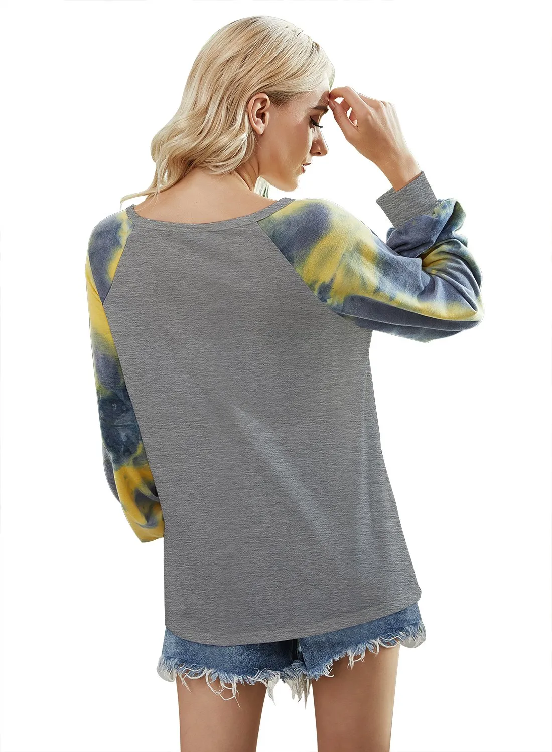 Women’s Tie Dye Color Block Long Sleeve Sweatshirts