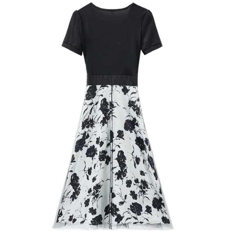 Women's Tie Front Faux Two-Piece T-Shirt Dress for a Flattering Look