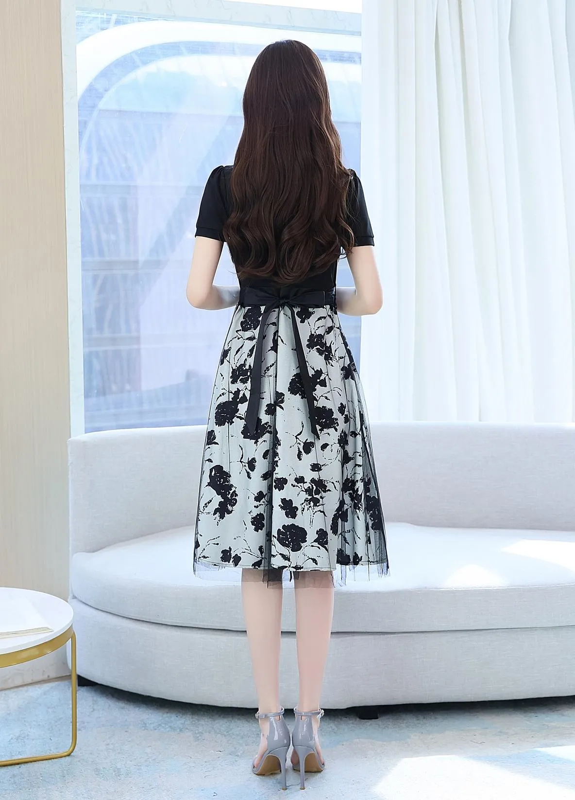 Women's Tie Front Faux Two-Piece T-Shirt Dress for a Flattering Look