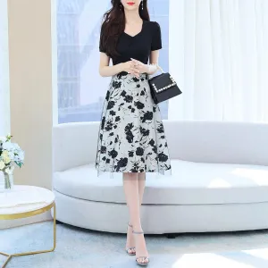 Women's Tie Front Faux Two-Piece T-Shirt Dress for a Flattering Look