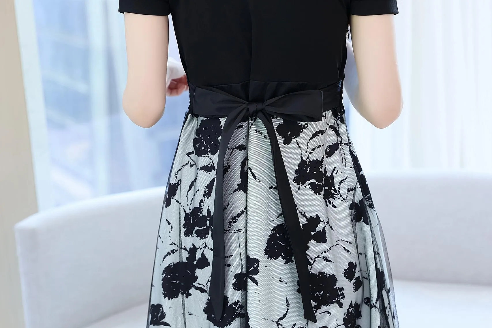 Women's Tie Front Faux Two-Piece T-Shirt Dress for a Flattering Look