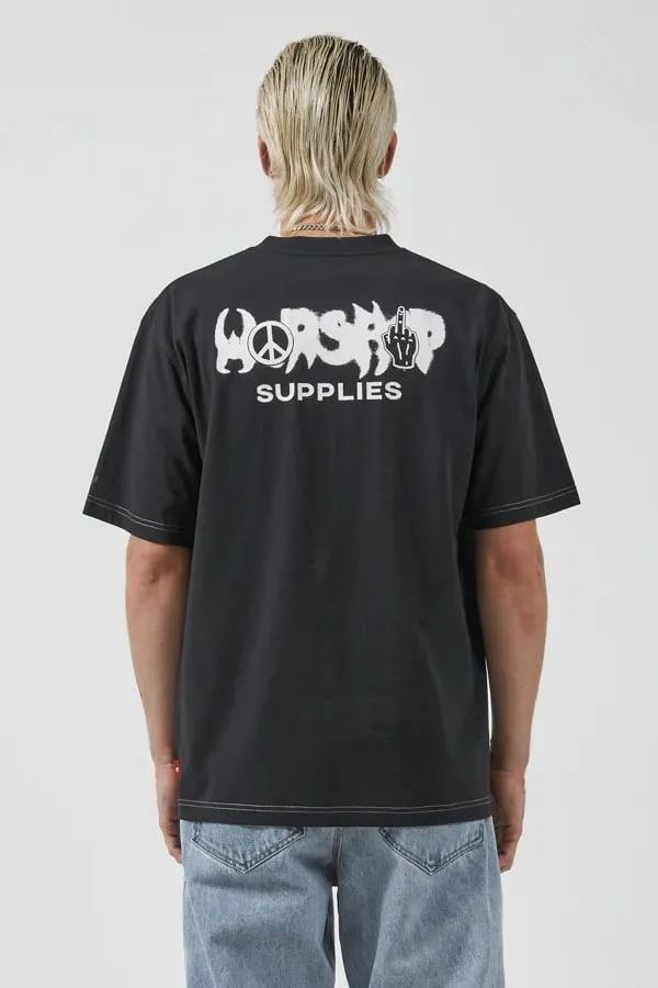 WORSHIP SUPPLIES PURE MAYHEM TEE - WASHED BLACK