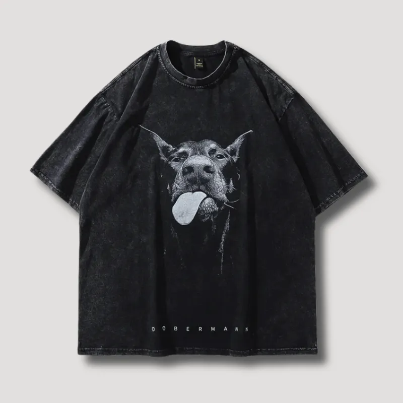 Y2K Doberman T-shirts - Oversized - Heren - Streetwear - Y2K