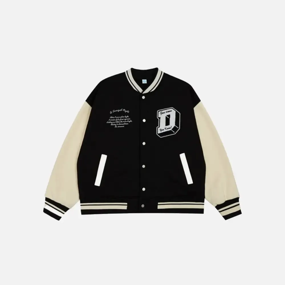 Y2K Don't Care Varsity Jacket for Streetwear Enthusiasts