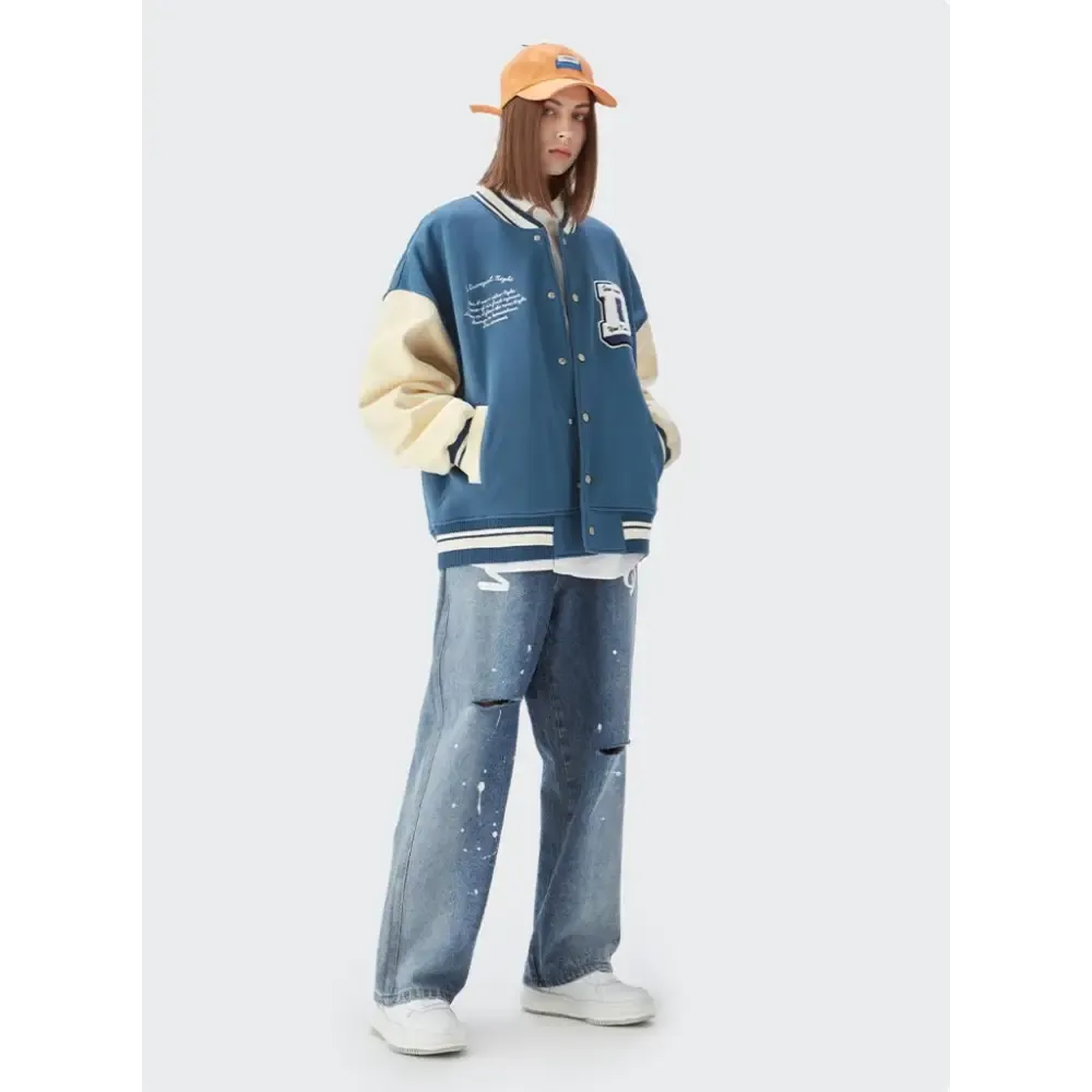 Y2K Don't Care Varsity Jacket for Streetwear Enthusiasts
