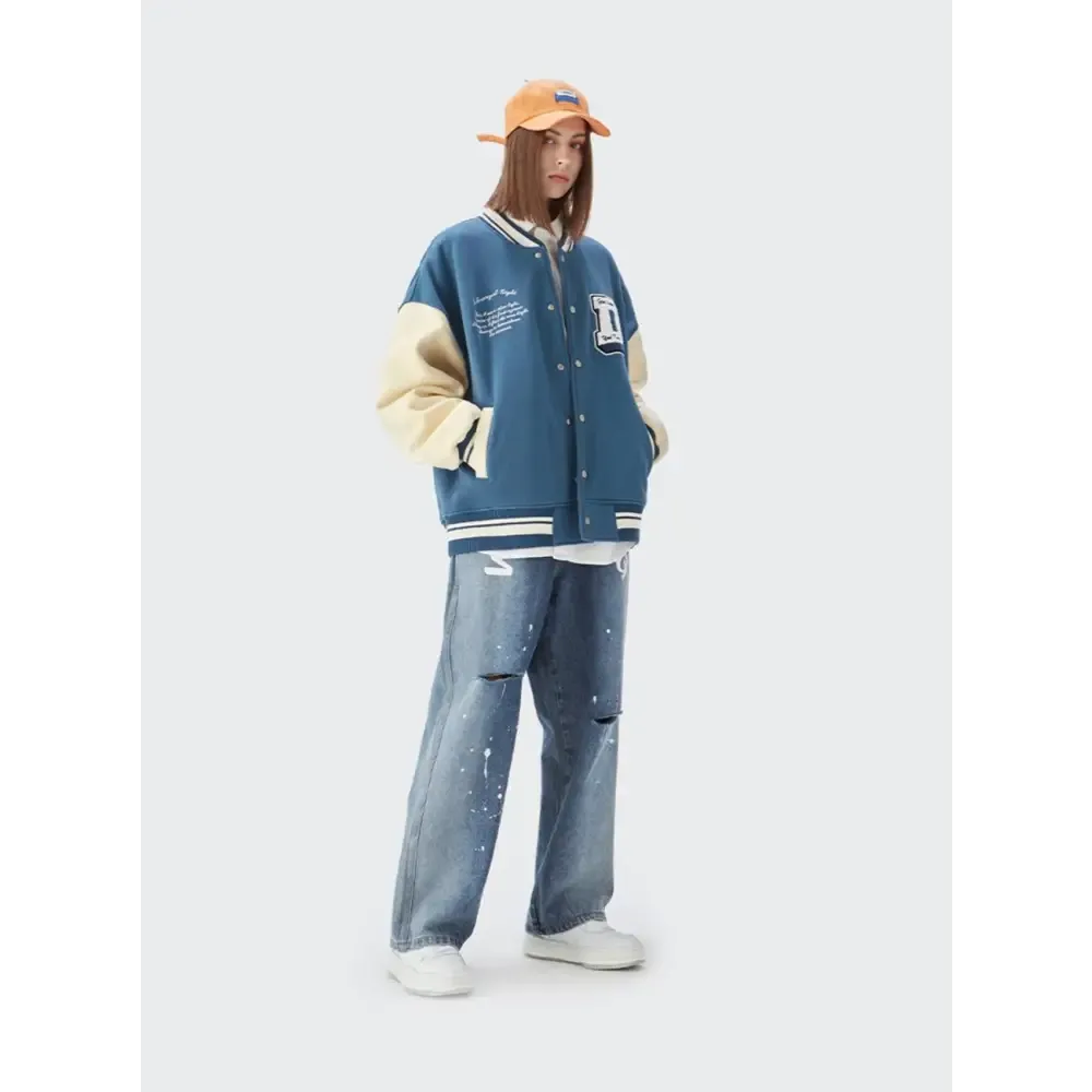 Y2K Don't Care Varsity Jacket for Streetwear Enthusiasts