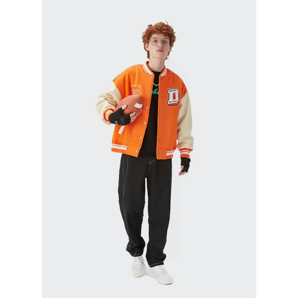 Y2K Don't Care Varsity Jacket for Streetwear Enthusiasts