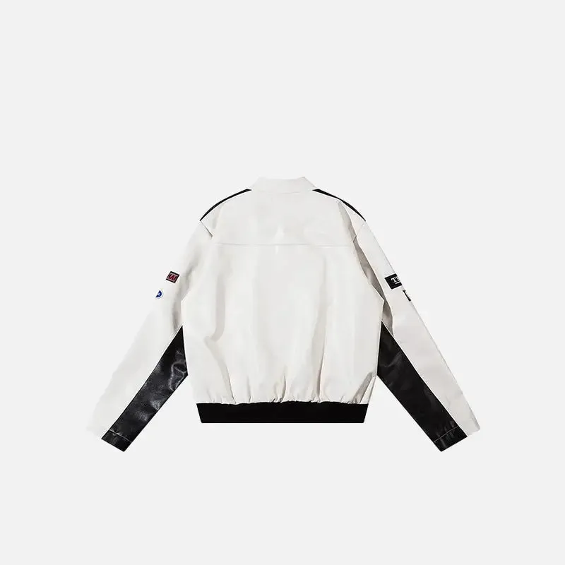 Y2K Faux Leather Varsity Jacket for Trendy Streetwear Style