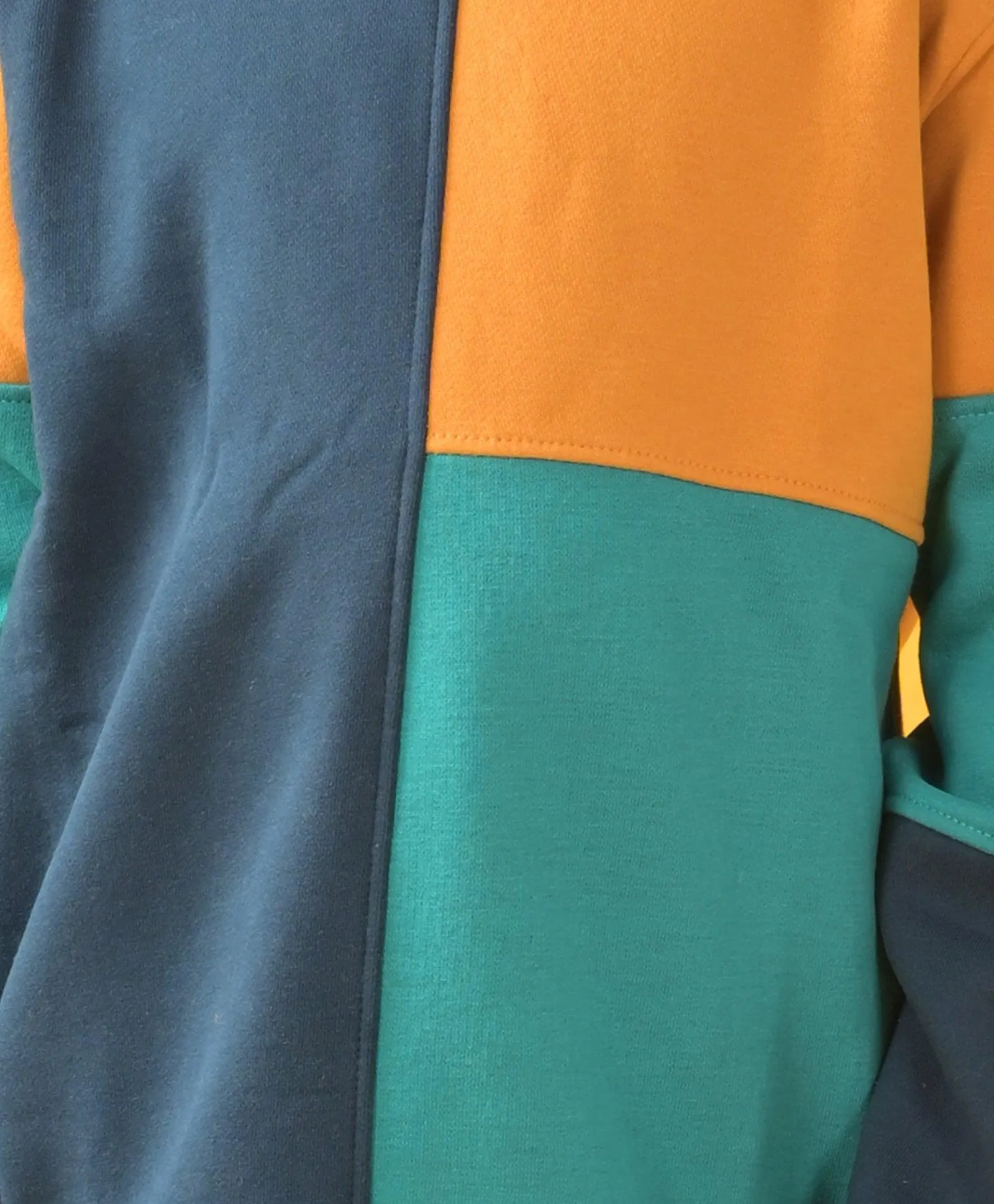 YELLOW, GREEN, BLUE COLOR BLOCK FLEECE HOODIE - YELLOW