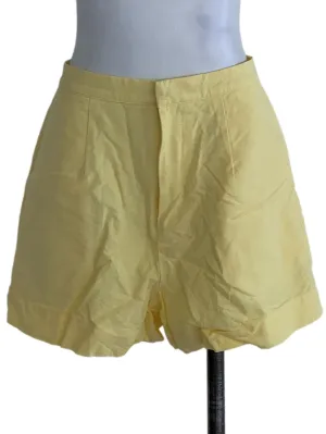 Yellow Plain High-Waisted Shorts