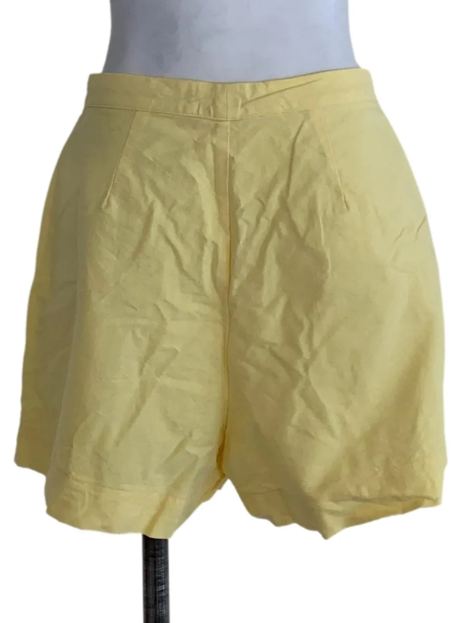 Yellow Plain High-Waisted Shorts