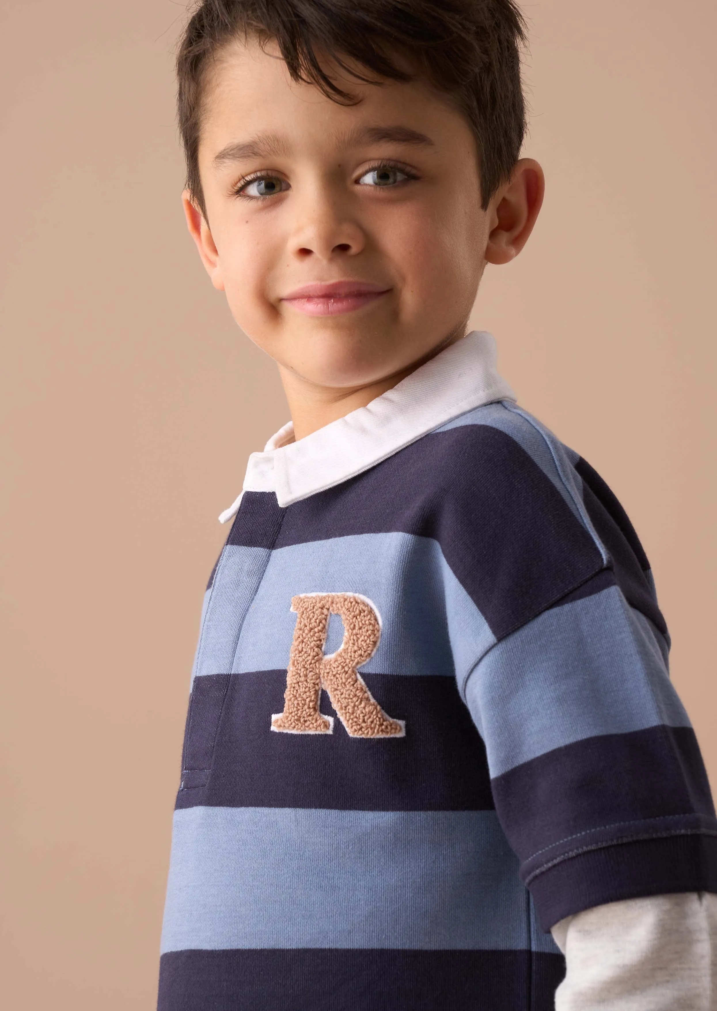 Zane Blue Branded Stripe Twofer Rugby