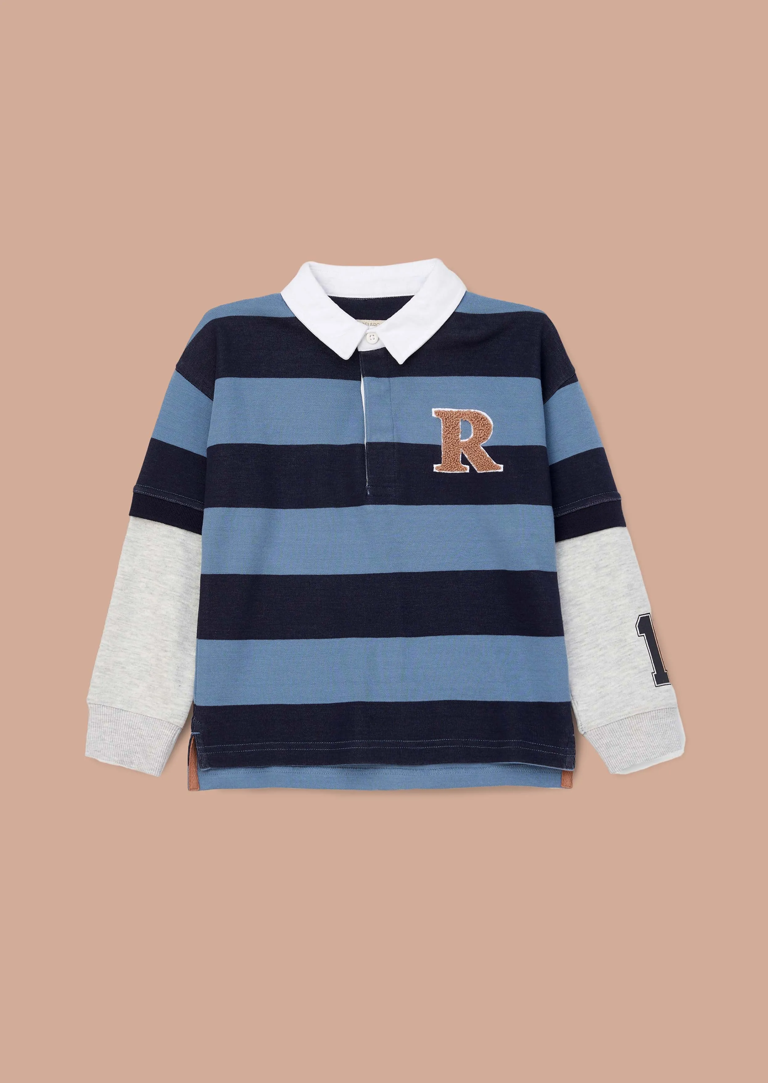 Zane Blue Branded Stripe Twofer Rugby