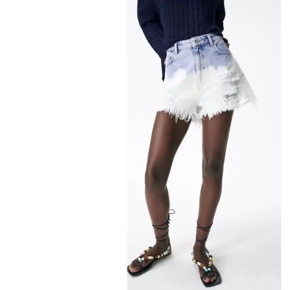Zara Tie Dye Denim Shorts