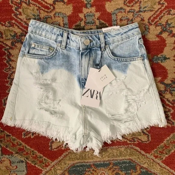 Zara Tie Dye Denim Shorts